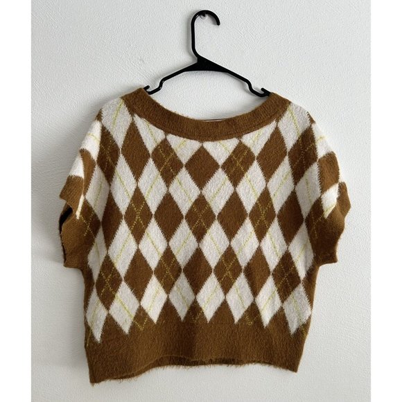 Free People Vest Sweater Women Size S Checkered Preppy top - Picture 7 of 15